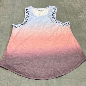 Mudd Tank-Top, Razorback, Cut Outs, Faded, Ombre, Pink, Purple, Blue, Size M